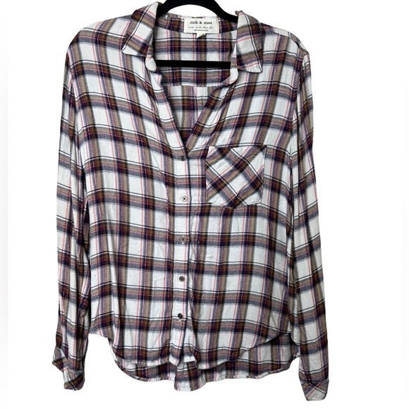 Anthropologie Cloth & Stone Eldorado Plaid Shirt Size M - Picture 2 of 8